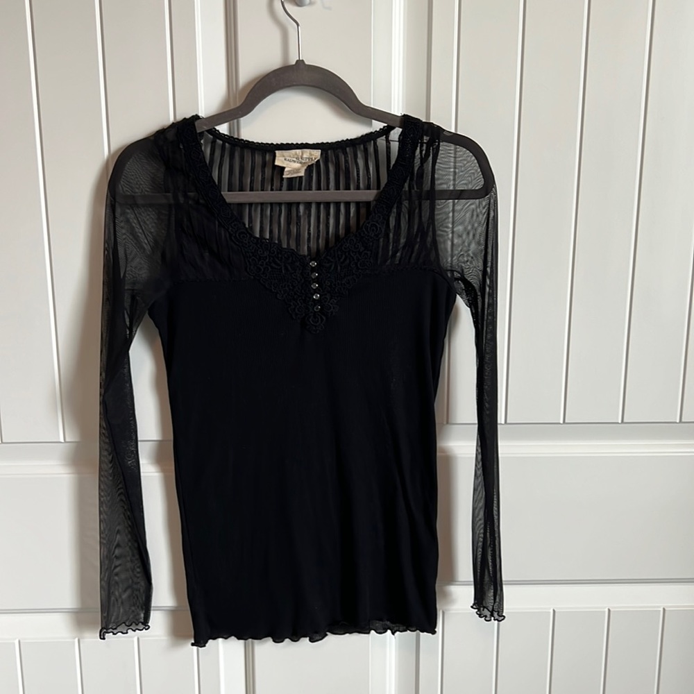 Ralph Lauren Denim & Supply Sheer sleeved black top